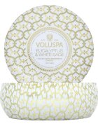 VOLUSPA Eucalyptus & White Sage 3 Wick Tin Candle Dišeča Sveča 340 g