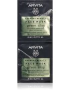 Apivita Express Beauty Cleansing Face Mask Green Clay čistilna in gladilna maska za obraz z zeleno ilovico 2x8 ml
