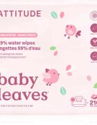 Attitude Baby Leaves Water Wipes vlažni robčki brez dišave 3x72 kos