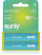 Attitude Sunly Lip Balm balzam za ustnice brez dodanih dišav 2x4.25 g