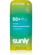Attitude Sunly Mineral Sunscreen Stick SPF 50+ mineralna zaščitna krema za obraz in telo v paličici brez dišav 60 g