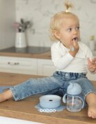Baboo Silicone Bowl silikonska posoda s priseskom Blue Haze 6m+ 1 kos