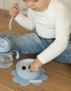 Baboo Silicone Bowl silikonska posoda s priseskom Blue Haze 6m+ 1 kos