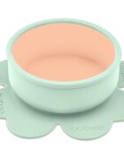 Baboo Silicone Bowl silikonska posoda s priseskom Peachy Keen 6m+ 1 kos