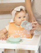 Baboo Silicone Bowl silikonska posoda s priseskom Peachy Keen 6m+ 1 kos