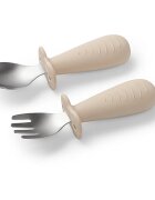 BabyOno Be Active Stainless Steel Spoon and Fork pribor za otroke Beige 12m+ 2 kos