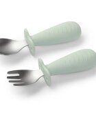 BabyOno Be Active Stainless Steel Spoon and Fork pribor za otroke Mint 12m+ 2 kos