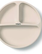 BabyOno Siilicone Plate 6m+ deljeni krožnik s priseskom Beige 1 kos