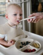 BabyOno Siilicone Plate 6m+ deljeni krožnik s priseskom Beige 1 kos