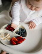 BabyOno Siilicone Plate 6m+ deljeni krožnik s priseskom Beige 1 kos