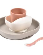 Beaba 4-Piece Silicone Dinner Set jedilni set Terracotta / Gazelle 4m+ 4 kos