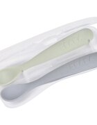 Beaba Set of 2 Ergonomic Spoons žlička z etuijem Pebble Green 4m+ 2 kos
