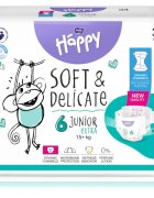 BELLA Baby Happy Soft&Delicate plenice za enkratno uporabo s kanalčki Junior Extra 15+ kg 34 kos