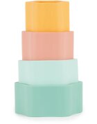 Bieco Silicone Stacking Tower Flower aktivnostna igrača 12 m+ Tropical Vibes 4 kos