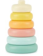 Bieco Silicone Stacking Tower Tropical Vibes natikanka z obročki 12 m+ 6 kos