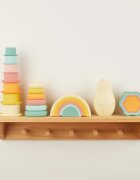 Bieco Silicone Stacking Tower Tropical Vibes natikanka z obročki 12 m+ 6 kos