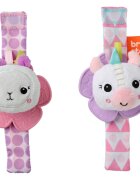 Bright Starts Wrist Pals Toy ropotuljica za na roko z grizljajočim delom Unicorn & Llama 0 m+ 2 kos
