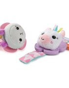 Bright Starts Wrist Pals Toy ropotuljica za na roko z grizljajočim delom Unicorn & Llama 0 m+ 2 kos