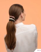 BrushArt Gift for You Slim satin scrunchie set elastike za lase Black & Cream