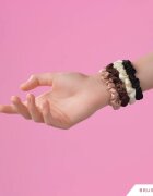 BrushArt Gift for You Slim satin scrunchie set elastike za lase Black & Cream