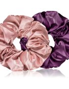 BrushArt Hair Large satin scrunchie set elastike za lase Pink & Violet