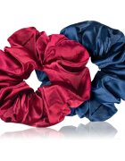 BrushArt Hair Large satin scrunchie set elastike za lase Red & Blue