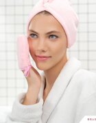 BrushArt Home Salon Make-up remover gloves rokavice za odstranjevanje ličil PINK CREAM 2 kos