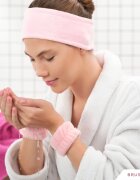 BrushArt Home Salon Wrist wash bands zapestnice proti brizganju vode pri umivanju obraza Pink 2 kos