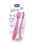 Chicco Soft Silicone žlička 6m+ Pink 2 kos