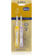 Chicco Toothbrush Set 6-36m zobna ščetka za otroke Lilac-Mustard 6-36m 2 kos