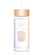 Crystallove Clear Quartz Straw Water Bottle Posoda za vodo s slamico Hologram - Rose Quartz 400 ml