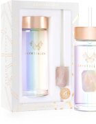 Crystallove Clear Quartz Straw Water Bottle Posoda za vodo s slamico Hologram - Rose Quartz 400 ml