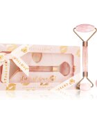Crystallove Rose Quartz Selflove Set valjček za masažo za obraz in pripomoček za masažo