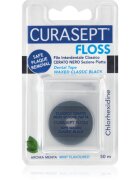 Curasept Dental Tape Waxed Classic Black voskasti dentalni trak z antibakterijskim dodatkom Mint 50 m