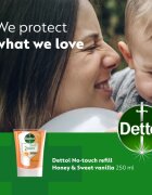 Dettol Soft on Skin Kids No-Touch Refill polnilo za brezstični dozirnik mila Honey & Vanilla 250 ml