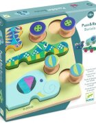 DJECO Puzzle & Push Along Toy Animal Toy Cars aktivnostna vstavljanka 18m+ 12 kos