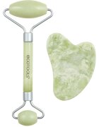 EcoTools Jade Roller & Gua Sha valjček za masažo za obraz in pripomoček za masažo 2 kos