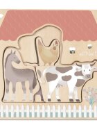 eliNeli Wooden Puzzle Farm sestavljanka iz lesa 12m+ 7 kos