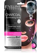 Eveline Cosmetics Charcoal Illuminating Ritual super vlažilna čistilna tekstilna maska 1 kos