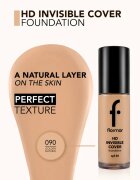 flormar HD Invisible Cover Foundation lahki tekoči puder s posvetlitvenim učinkom SPF 30 odtenek 090 Golden Natural 30 ml