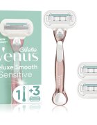 Gillette Venus Deluxe Smooth Sensitive brivnik + nadomestne britvice RoseGold 3 kos