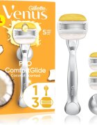 Gillette Venus PRO ComfortGlide Coconut ženski brivnik z držalom za prho + nadomestne britvice 3 kos