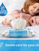 GoWipes Baby 100% Cotton Biodegradable otroški nežni vlažni robčki za občutljivo kožo 0+ 50 kos
