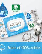 GoWipes Baby 100% Cotton Biodegradable otroški nežni vlažni robčki za občutljivo kožo 0+ 50 kos