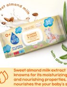 GoWipes Cleanse & Cream Sweet Almond Milk otroški nežni vlažni robčki za občutljivo kožo aloe vera 0+ 50 kos