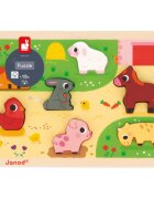 Janod Chunky Farm Puzzle aktivnostna vstavljanka 18m+ 7 kos
