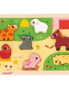 Janod Chunky Farm Puzzle aktivnostna vstavljanka 18m+ 7 kos