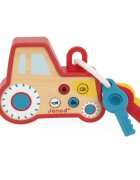 Janod Sound and Light Tractor Keychain aktivnostna igrača iz lesa 18m+ 1 kos