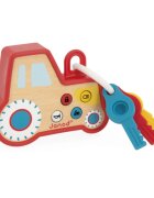 Janod Sound and Light Tractor Keychain aktivnostna igrača iz lesa 18m+ 1 kos