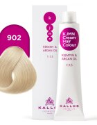 Kallos KJMN Professional Cream Hair Colour Keratin & Argan Oil barva za lase odtenek 902 Ultra Light Violet Blond 100 ml